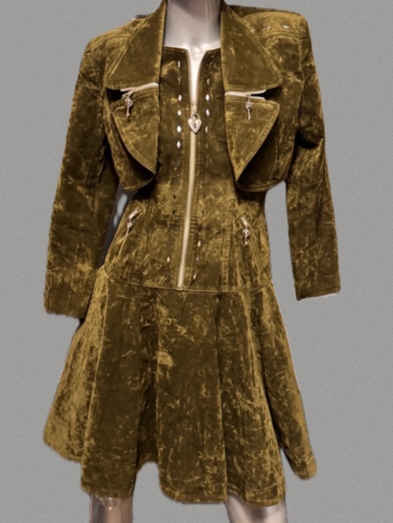 Dolls Kill Dresses & Skirts - Green Velvet Goth Grunge Dress + Jacket Set